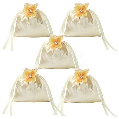 Satin Cloth Drawstring Pouches with Flower ST-CJ0048-001B-1