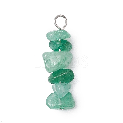 3Pcs Natural White Moonstone & Green Aventurine & Citrine Chip Beaded Constellation Pendants PALLOY-JF03043-02-1