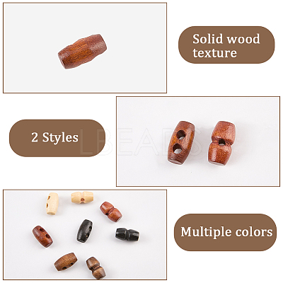 80Pcs 8 Style Wooden Buttons BUTT-GF0004-03-1