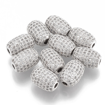 Rack Plating Brass Cubic Zirconia Beads ZIRC-S052-066P-1