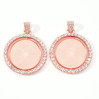 Alloy Pendant Cabochon Settings X-PALLOY-S107-005RG-RS-1