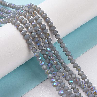 Electroplate Opaque Solid Color Glass Beads Strands EGLA-A034-P4mm-L13-1