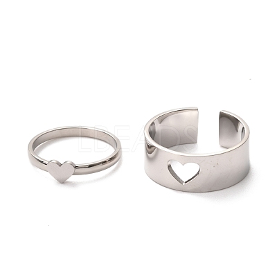 Tarnish Resistant 304 Stainless Steel Finger Rings Sets RJEW-F117-03P-1