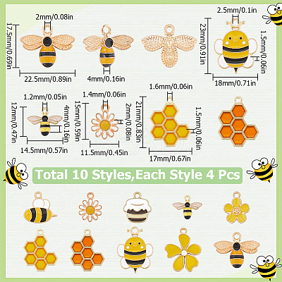 40Pcs 10 Styles Alloy Enamel Pendants ENAM-SC0004-70-1