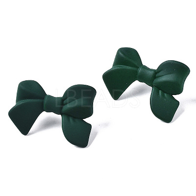 Spray Painted CCB Plastic Bowknot Stud Earring Findings CCB-Q091-07D-1