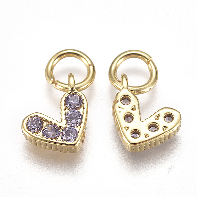 Brass Micro Pave Cubic Zirconia Charms ZIRC-F111-08G-08-1