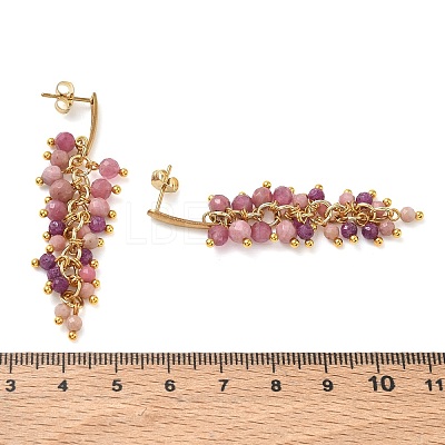 304 Stainless Steel with Natural Mixed Gemstone Stud Earrings EJEW-JE07520-02-1