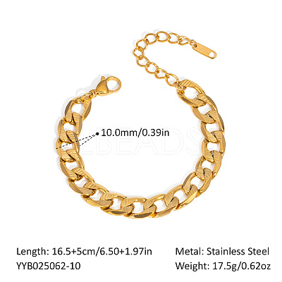 10MM 304 Stainless Steel Cuban Link Chain Bracelets UM6262-4-1