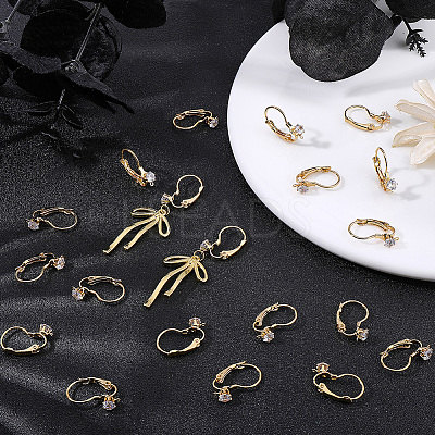 20Pcs Brass Micro Pave Clear Cubic Zirconia Leverback Earring Findings KK-BBC0029-05-1