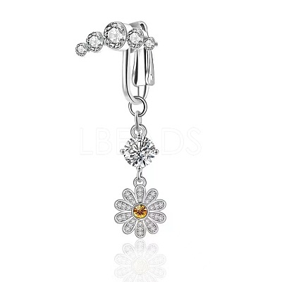 Brass Pave Clear Cubic Zirconia Clip on Belly Rings FS-WG683DA-04-1