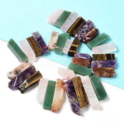 Natural Amethyst & Green Aventurine & Tiger Eye & Rose Quartz & Red Agate Beads Strands G-L551B-10-1