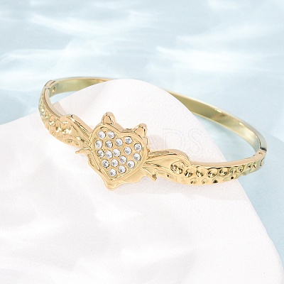 Halloween 304 Stainless Steel Crystal Rhinestone Heart Bat Open Hinged Bangles for Women SA-CBA7A40-06G-1