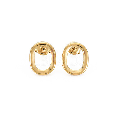 Ion Plating(IP) 304 Stainless Steel Hollow Oval Stud Earrings for Woman X-EJEW-N097-004LG-1