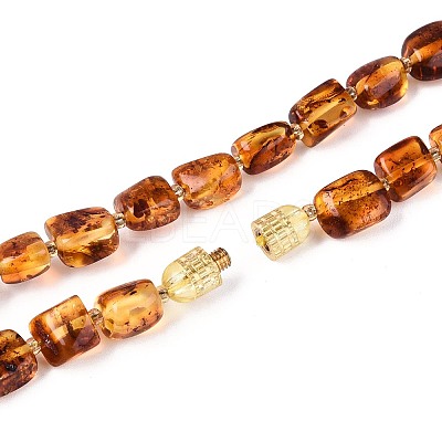 Natural Amber Nuggets Beaded Necklaces NJEW-T019-06-1