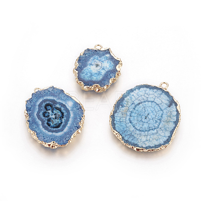 Natural Dyed Quartz Pendants G-P399-B-1