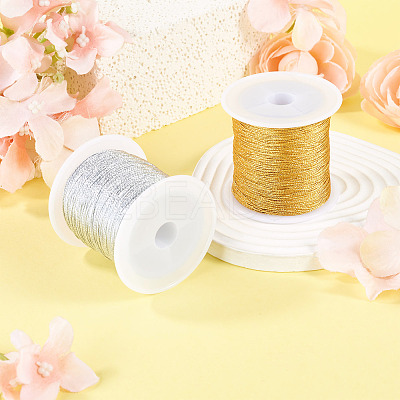 2 Rolls 2 Colors 6-Ply Round PET Metallic Thread MCOR-TA0001-03B-1