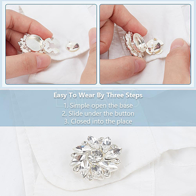 4Pcs 2 Styles Alloy Rhinestone Buttons BUTT-NB0001-79A-1