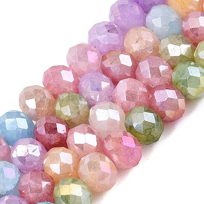 Dyed Crackle Imitation Jade Glass Beads Strands EGLA-Q131-02C-08-1