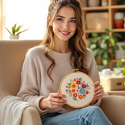 Plastic Imitation Bamboo Cross Stitch Embroidery Hoops TOOL-TADJ0001-03E-1