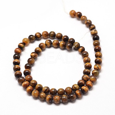 Natural Tiger Eye Round Bead Strands G-P072-33-4mm-1