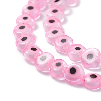 Handmade Evil Eye Lampwork Flat Round Bead Strands LAMP-L058-6mm-15-1