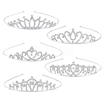 30Pcs 5 Styles Zinc Alloy Hair Bands for Girls OHAR-GA0001-17-1