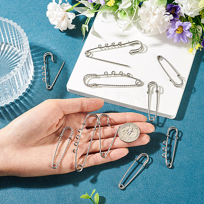 6 Styles 304 Stainless Steel Safety Pins Brooch Findings STAS-TA0006-12P-1