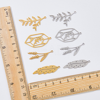 16Pcs 8 Style 201 Stainless Steel Pendants STAS-DC0014-33-1