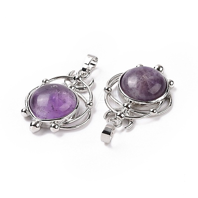Natural Amethyst Pendants G-P496-05P-20-1