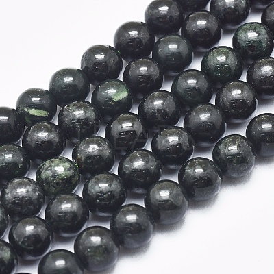 Natura Myanmar Black Jade Beads Strands G-D0001-06-8mm-1