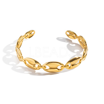 304 Stainless Steel Coffee Bean Open Cuff Bangles for Women GC3572-1