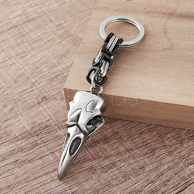 Vintage 304 Stainless Steel Raven Skull Keychains VE1256-1