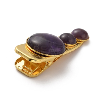 Natural Amethyst Alligator Hair Clips G-B042-03G-02-1