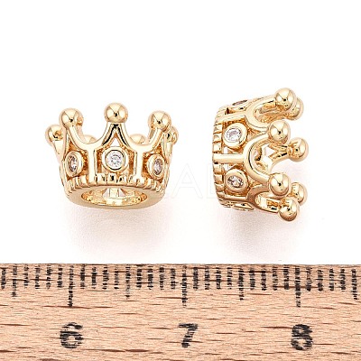 Brass Micro Pave Clear Cubic Zirconia Beads KK-T080-89G-1