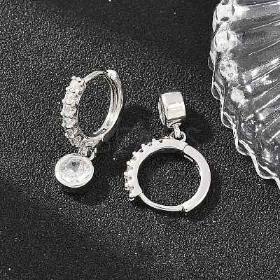 Brass Micro Pave Cubic Zirconia Hoop Dangle Earrings KK-Z166-15P-02-1
