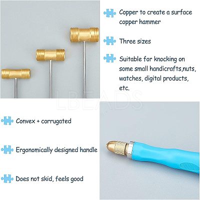 Brass Jewelry Hammers Set TOOL-WH0019-84-1
