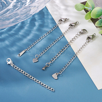 15Pcs 5 Styles 304/201 Stainless Steel Chain Extender STAS-TA0005-80-1