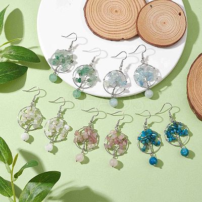 Natural Gemstone Dangle Earrings EJEW-JE05747-1