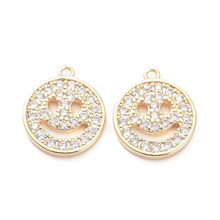 Brass Micro Pave Clear Cubic Zirconia Charms Pendants ZIRC-K086-26G-1