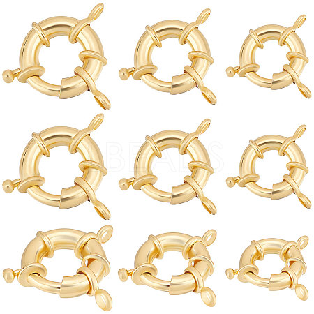 Beebeecraft 9Pcs 3 Styles Rack Plating Brass Spring Clasps KK-BBC0005-66-1