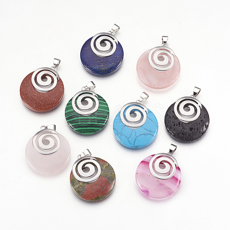 Natural & Synthetic Gemstone Pendants KK-F751-D-1