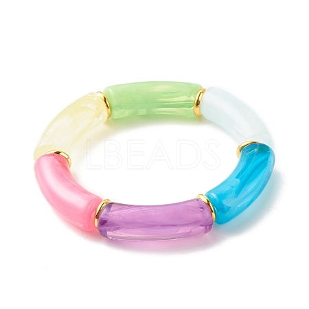 Acrylic Tube Beaded Stretch Bracelets BJEW-JB07766-1