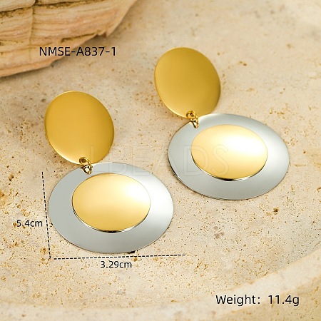 304 Stainless Steel Two Tone Stud Earrings FS-WG8A1D7-13-1
