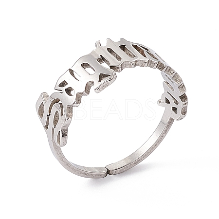 Non-Tarnish 304 Stainless Steel Constellation Open Cuff Ring for Women RJEW-C035-01E-P-1