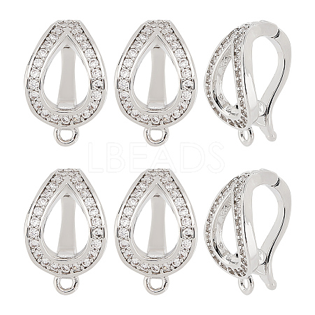 6Pcs Brass Micro Pave Clear Cubic Zirconia Twister Clasp FIND-BC0004-02-1