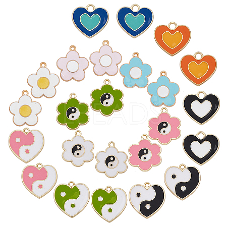 CREATCABIN 24Pcs 4 Style Alloy Enamel Pendants ENAM-CN0001-05-1