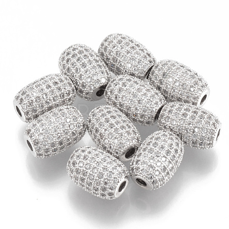 Rack Plating Brass Cubic Zirconia Beads ZIRC-S052-066P-1