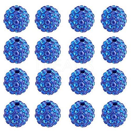 10mm Disco Ball Clay Beads Sapphire Pave Rhinestones Spacer Round Beads RB-PH0003-10mm-10-1