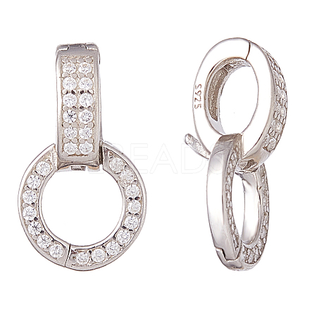 2Pcs 925 Sterling Silver Pave Clear Cubic Zirconia Twister Clasps STER-HS0001-22B-P-1