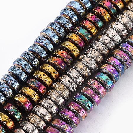 Electroplated Natural Lava Rock Beads Strands G-T114-69-1